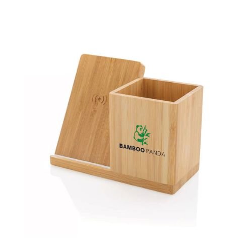 Bamboo Pen Holder with 10W Wireless Charger