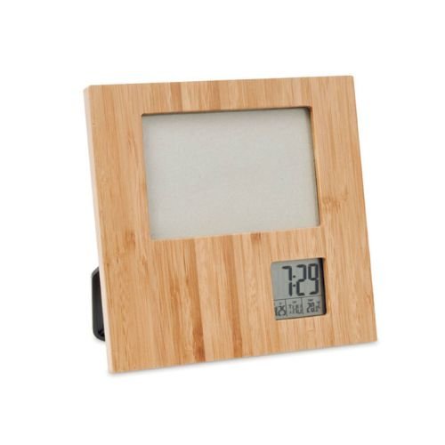 Bamboo Photo Frame with Digital Clock & Weather Station