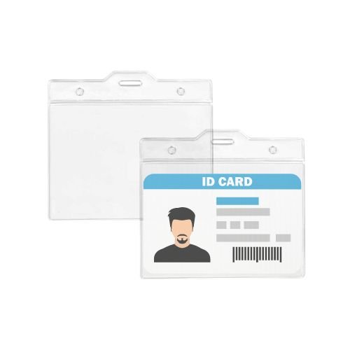 Clear Plastic ID Card Holder - Horizontal