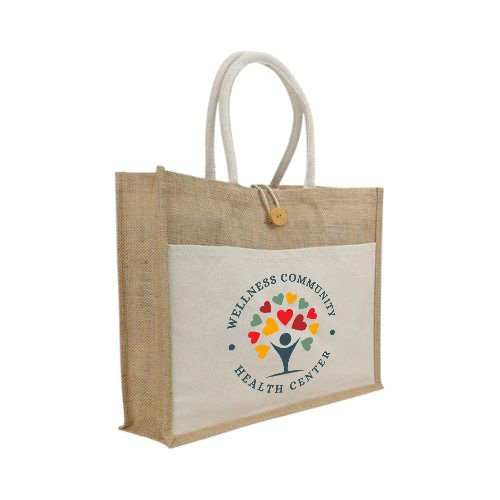 Jute Bags with Cotton Pocket and Handle