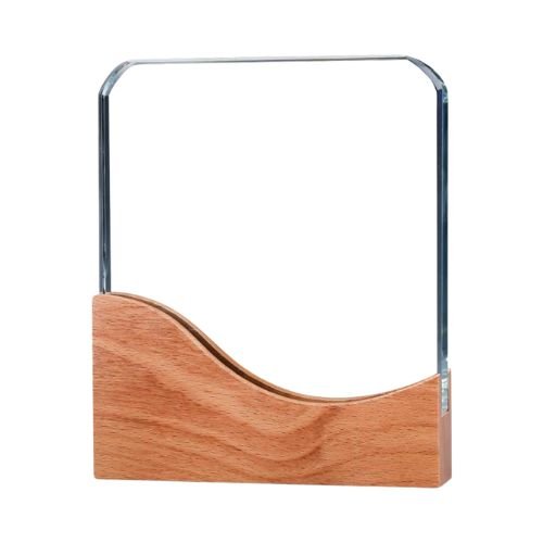 Square Crystal Awards with Wooden Base