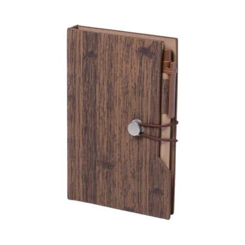 Wood Design Notebook with Sticky Note and Pen