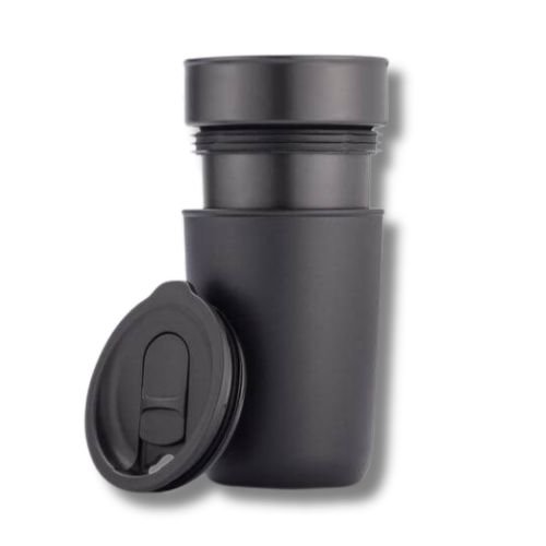 Premium Ceramic Tumbler With Recycled Protective Sleeve - Black
