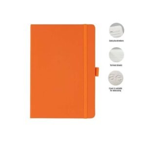 A5 PU Notebook with Pen Loop Orange | Corporate Gifts Dubai