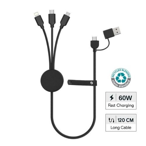 Recycled 6-in-1 Charging Cable Black | Corporate Gifts Dubai