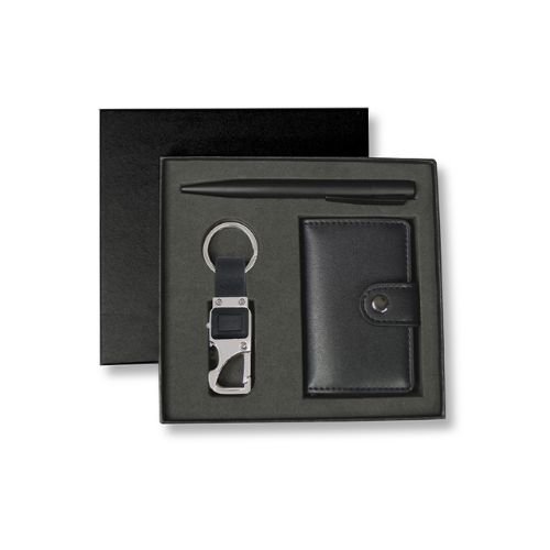 RFID Card Holder Key Chain Pen Gift Set Black | Corporate Gifts Dubai