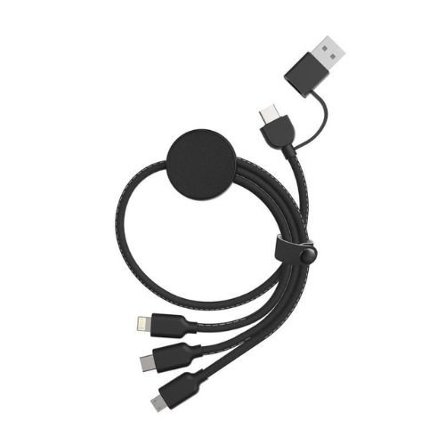 Recycled 6-in-1 Charging Cable Black | Promotional Gifts Dubai