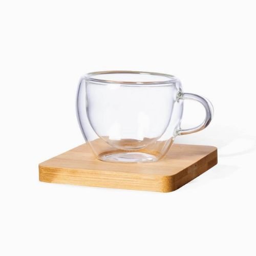 Set of 2 Espresso Cups with Bamboo Coasters | Corporate Gifts Dubai