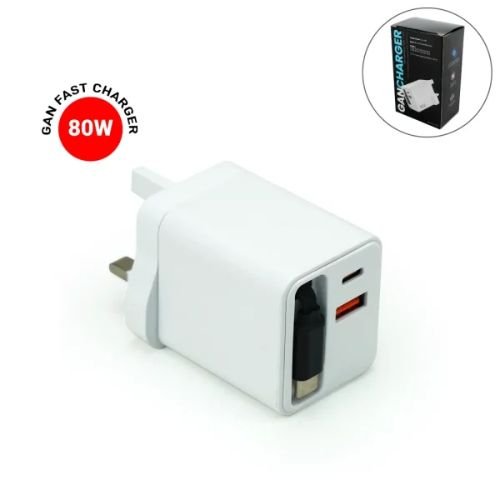 80W GaN Fast Charger with Type-C Cable | Corporate Gifts Dubai