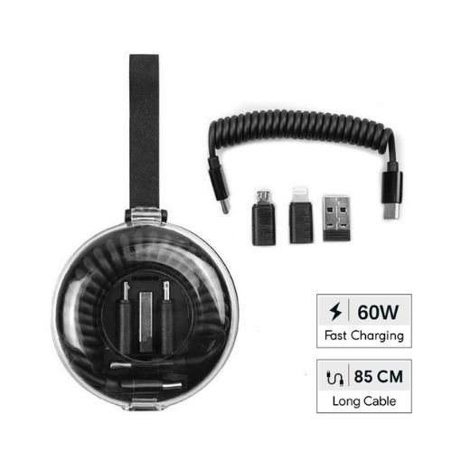 60W Curled Charging Cable and Adapter Kit | Corporate Gifts Dubai
