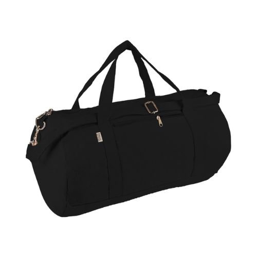 GRS-Certified Recycled Cotton Duffle Gym Bag Black | Promotional Gifts Dubai