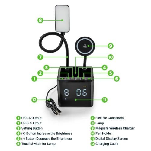 Multi-Functional Desk Lamp with Wireless Charger | Corporate Gifts Supplier Dubai