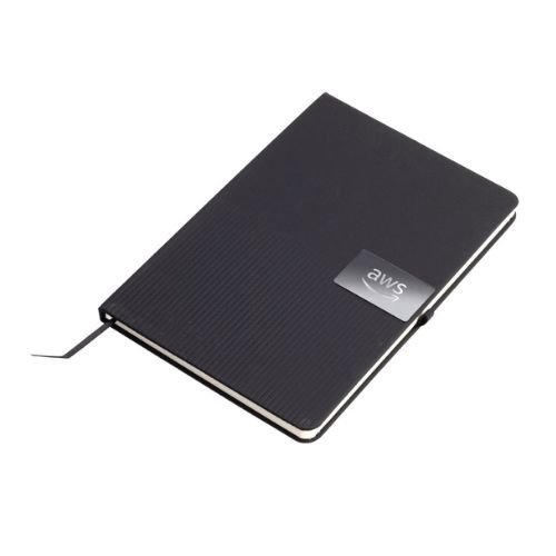 A5 Hardcover Notebook with Metal Plate Black | Corporate Gifts in Dubai