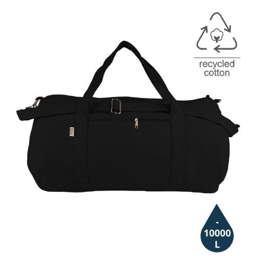 GRS-Certified Recycled Cotton Duffle Gym Bag Black | Corporate Gifts Dubai